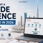 How to get a trade licence in Dubai in 2026 with business registration documents and the Dubai skyline